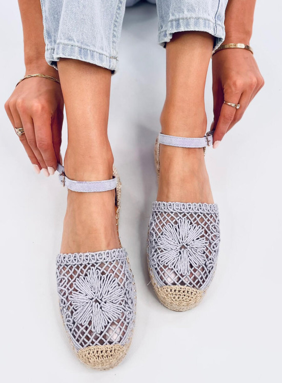 Lila espadrilky s čipkovaným zvrškom