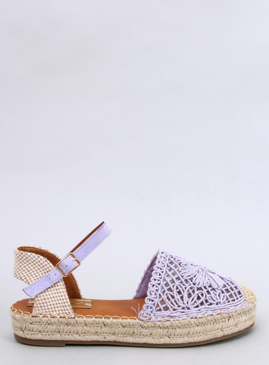 Lila espadrilky s čipkovaným zvrškom