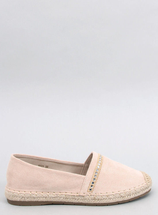 Béžové semišové espadrilky s kamienkami