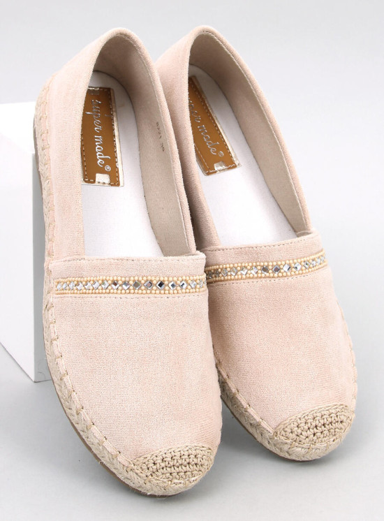Béžové semišové espadrilky s kamienkami