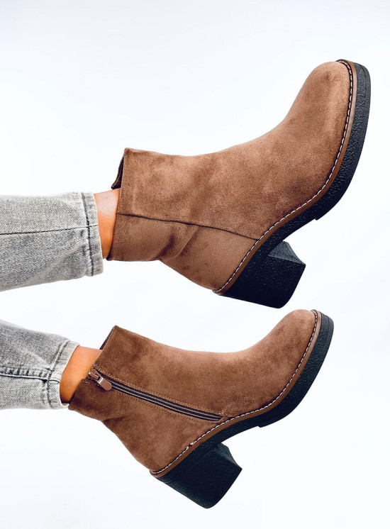 Hnedé členkové čižmy ELZA