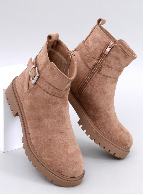 Semišové členkové čižmy v camel farbe