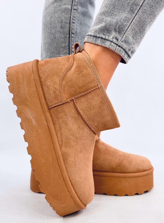 Nízke snehule na platforme camel hnedé