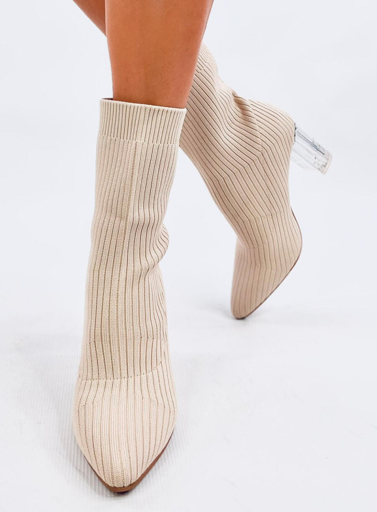 Béžové čižmy s priehľadným opätkom