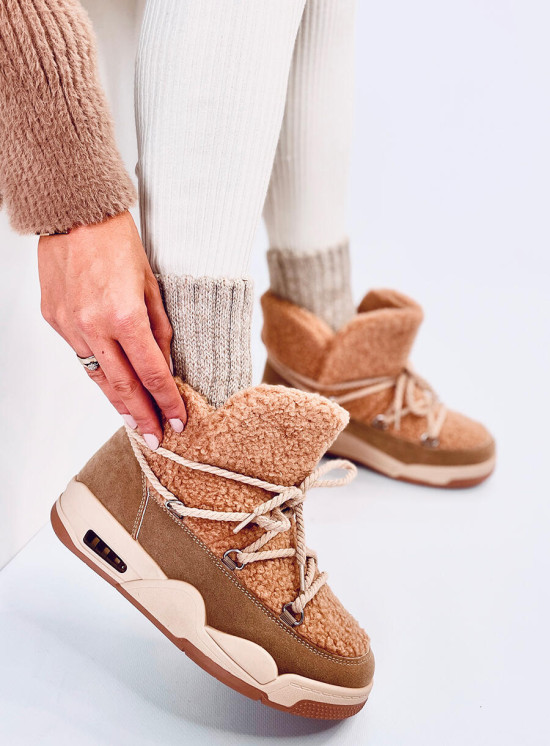 Snehule v štýle sneakers béžové