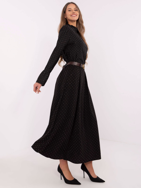 Elegantná maxi sukňa s aplikáciou čierna