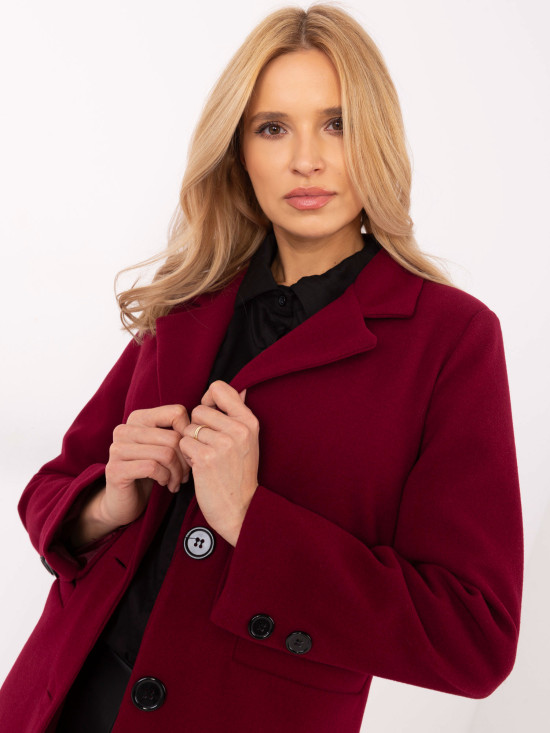 Elegantný prechodný kabát v bordovej farbe