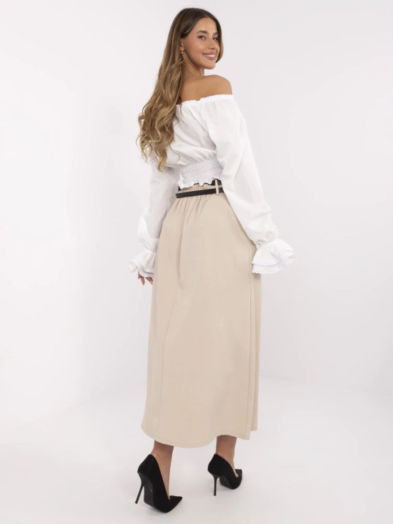Elegantná maxi sukňa v béžovej farbe