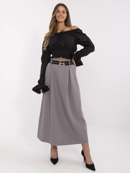 Elegantná maxi sukňa v sivej farbe