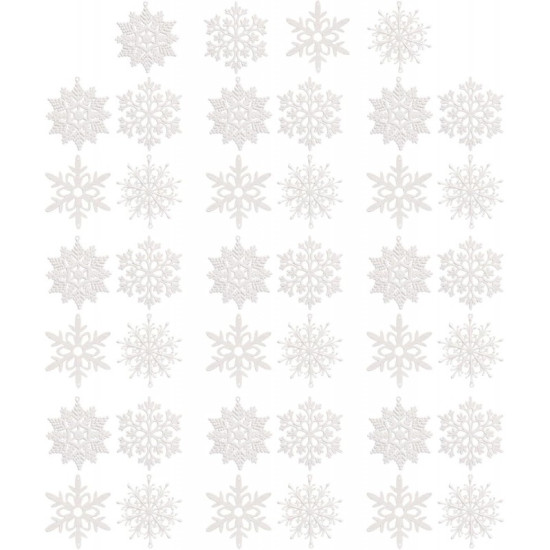 Ozdoby na stromček - biele hviezdy, 10 cm, 40 kusov