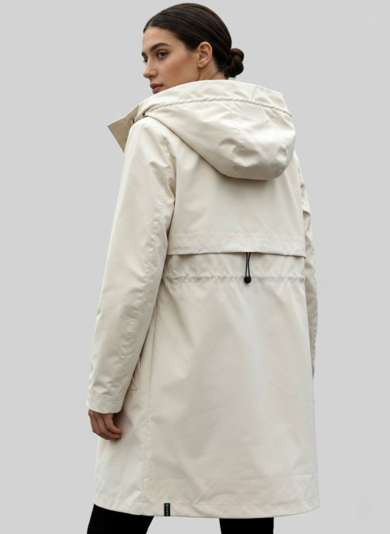 Krémová jarná parka so sťahovaním v páse