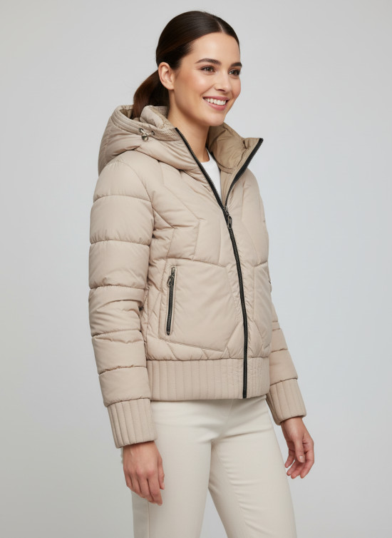 Obojstranná bunda s kapucňou béžová