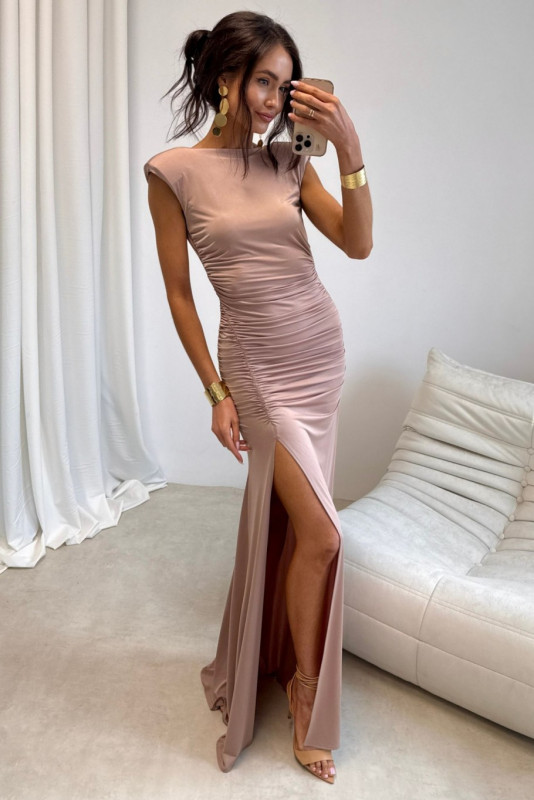 Maxi šaty v mokka farbe Aurelia