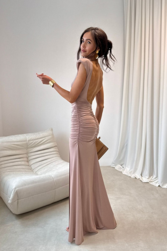 Maxi šaty v mokka farbe Aurelia