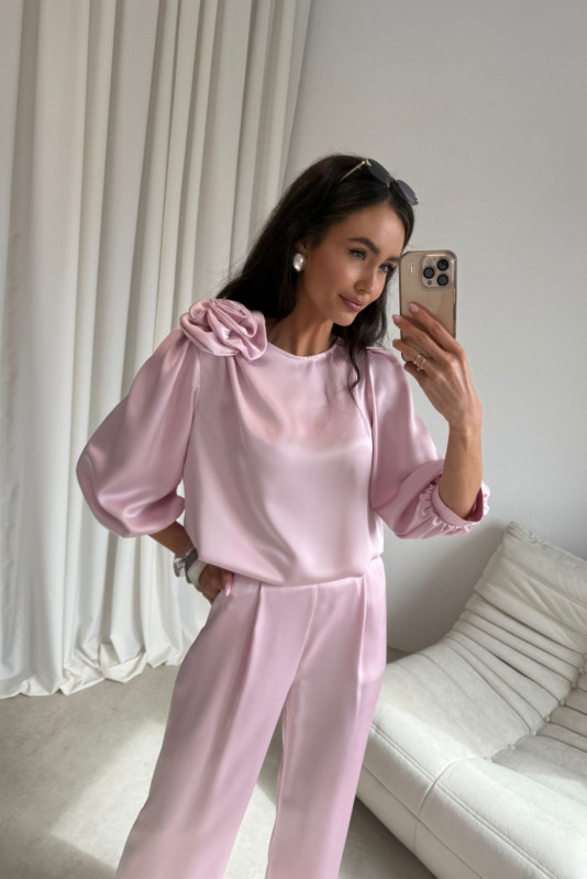 Svetloružové elegantné nohavice Elsa