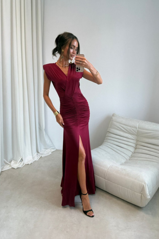 Noelia – bordové maxi šaty