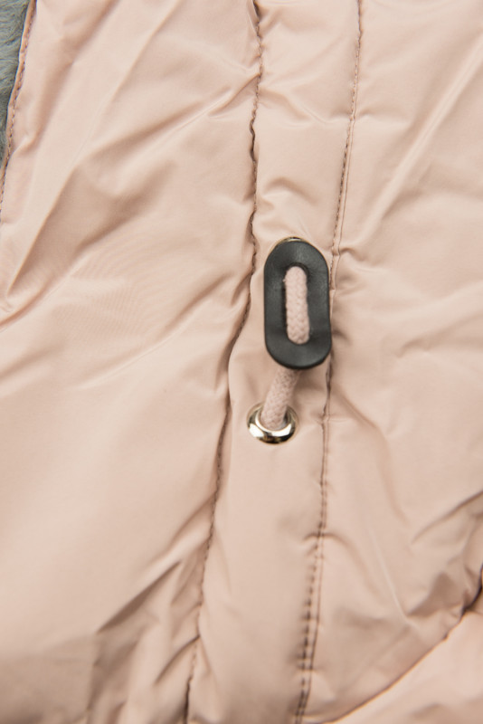 Púdrovo ružová zimná bunda s kvetinovou podšívkou