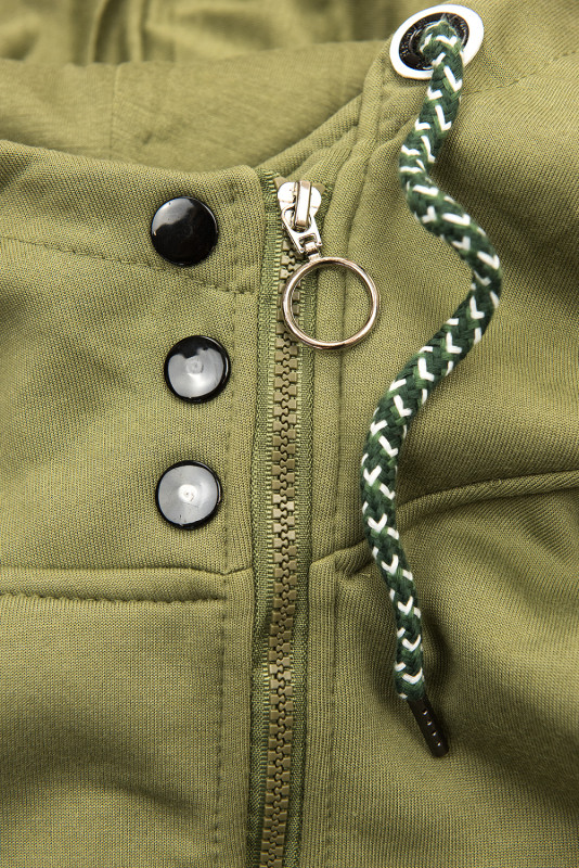 Khaki predĺžená mikina na zips