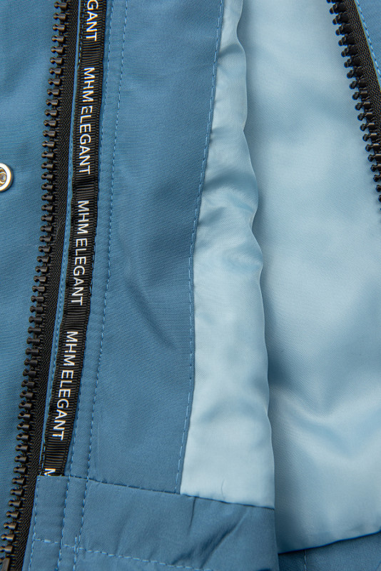 Jeans modrá prechodná parka s modrou podšívkou