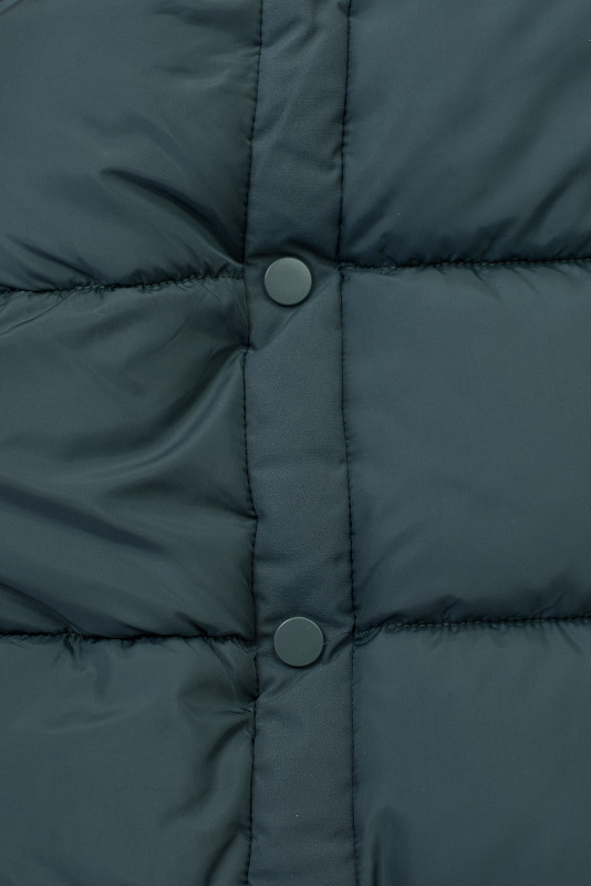 Petrolejovo zelená dlhá zimná bunda s kožušinou