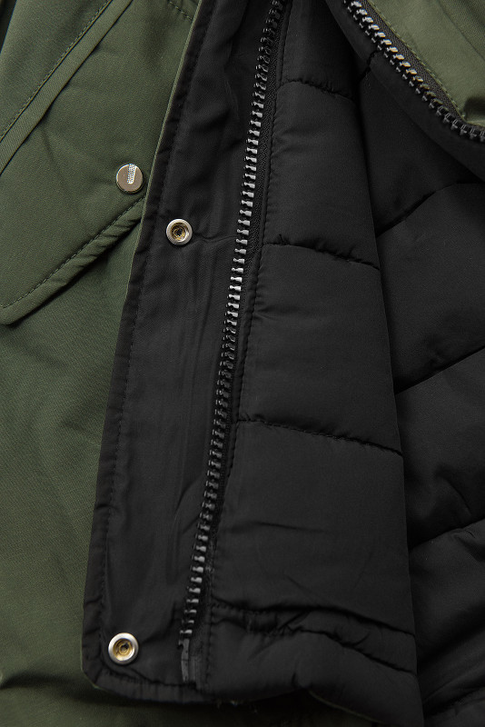 Zimná parka obojstranná khaki/čierna