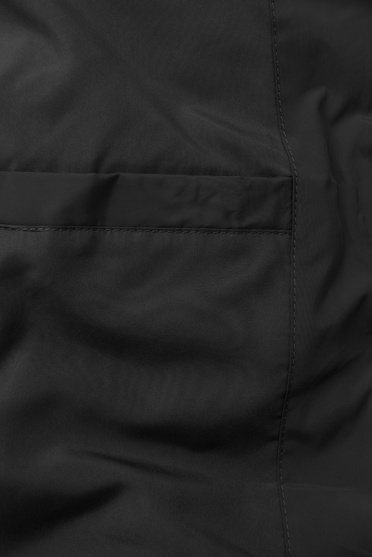 Elegantná zimná bunda s kožušinou, čierna