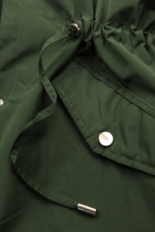 Khaki parka s odnímateľnou plyšovou podšívkou