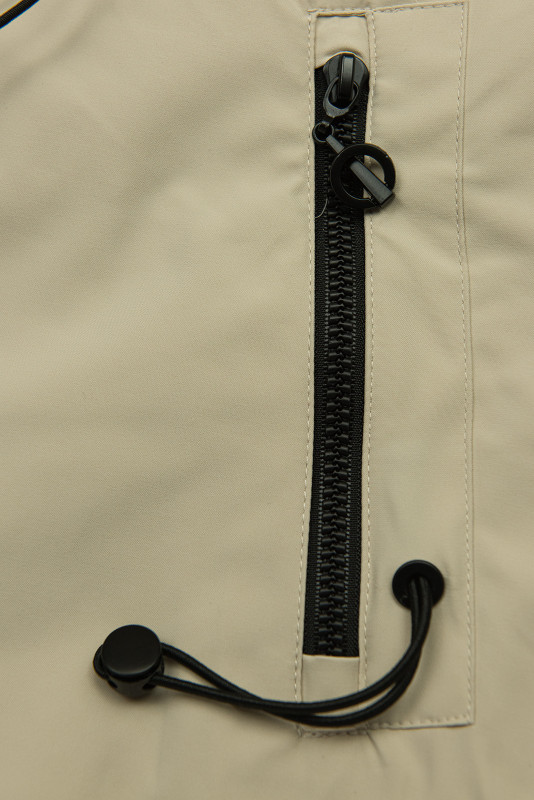 Béžová jarná parka so sťahovaním v páse