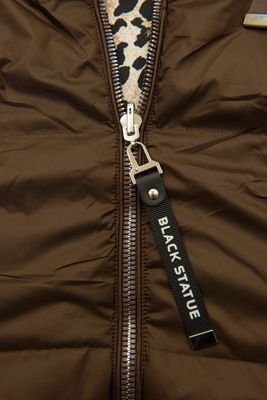 Obojstranná vesta s leopardím vzorom čokoládovohnedá