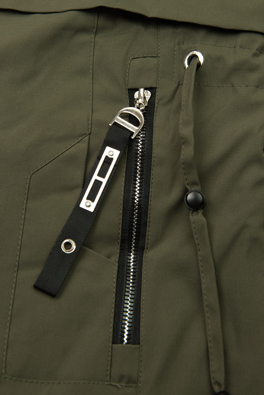 Zimná bunda/parka so sťahovaním v páse army zelená