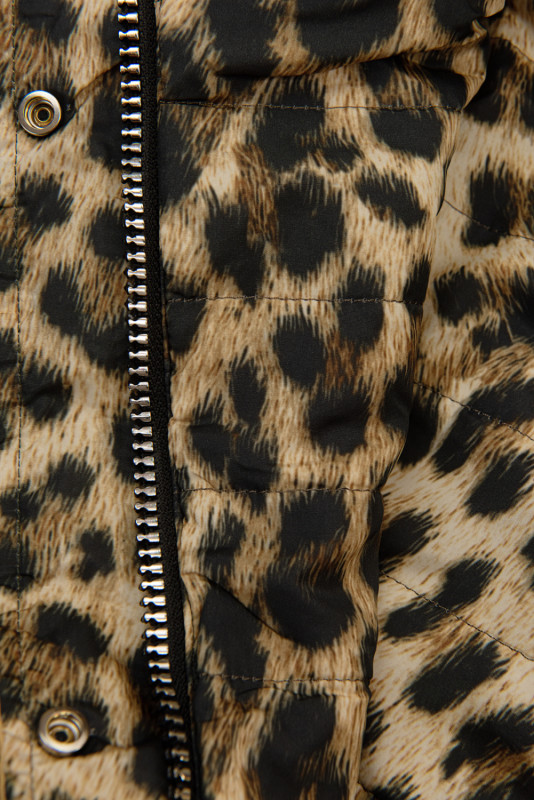 Žltá obojstranná parka s leopardím vzorom