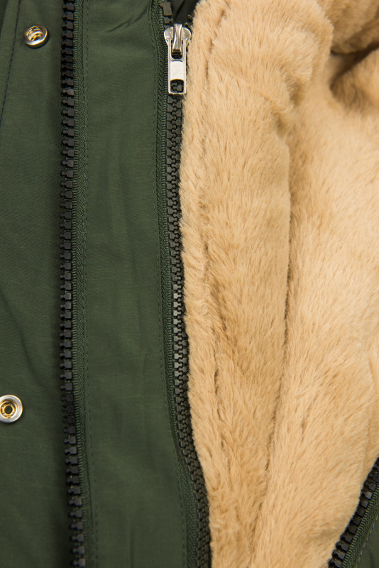 Army zelená parka s odnímateľnou vnútornou podšívkou