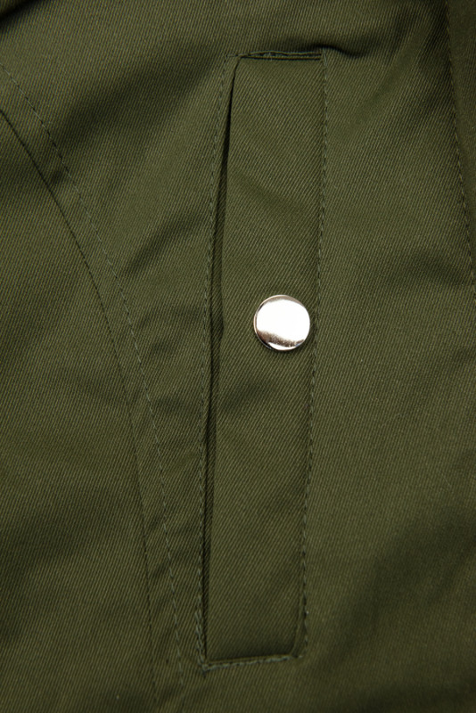 Khaki parka s odnímateľným futrom a kožušinou