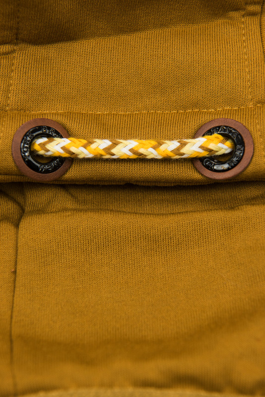 Mustard mikina s kapucňou v predĺženom strihu
