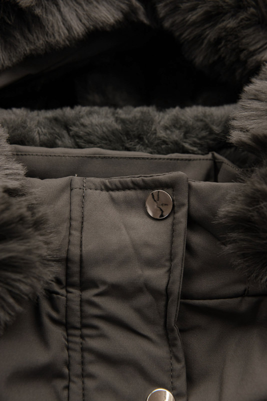 Khaki detská parka s kožušinou