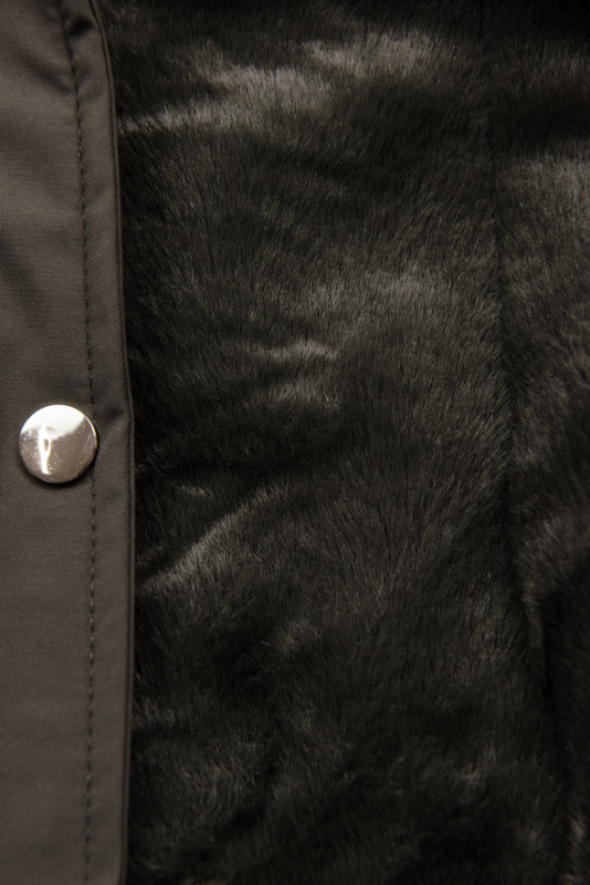 Khaki detská parka s kožušinou