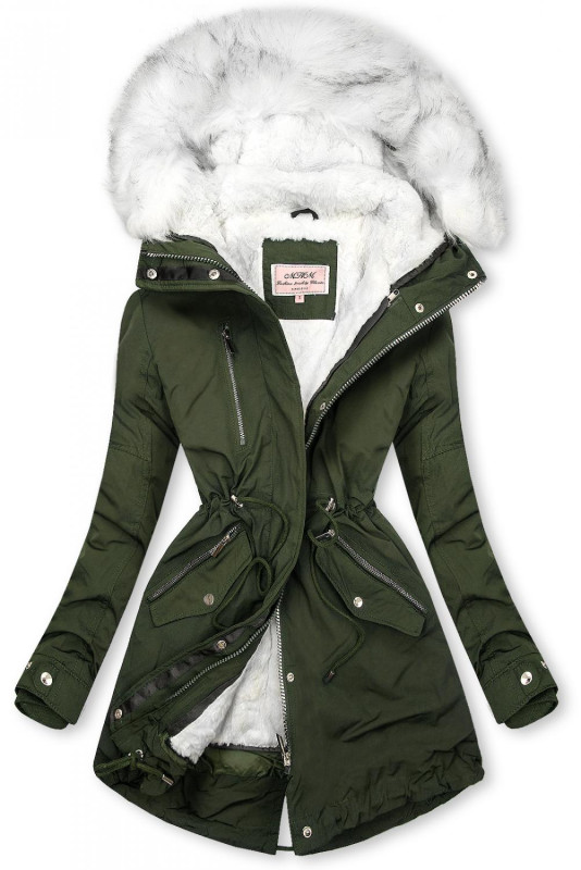 Zimná parka s odnímateľnou podšívkou khaki/biela