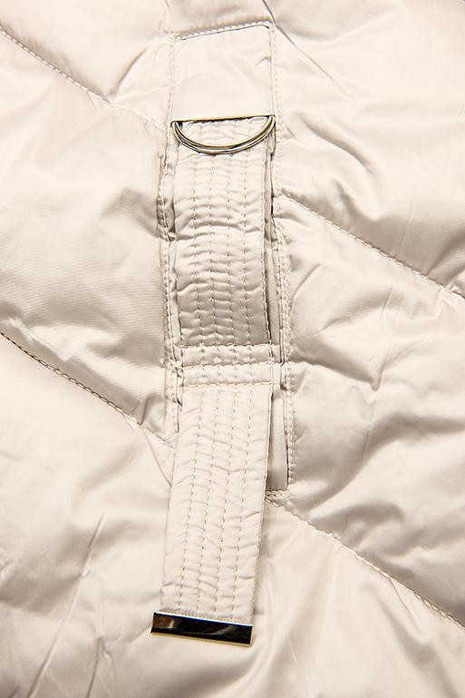 Krémová lesklá prešívaná bunda na zimu