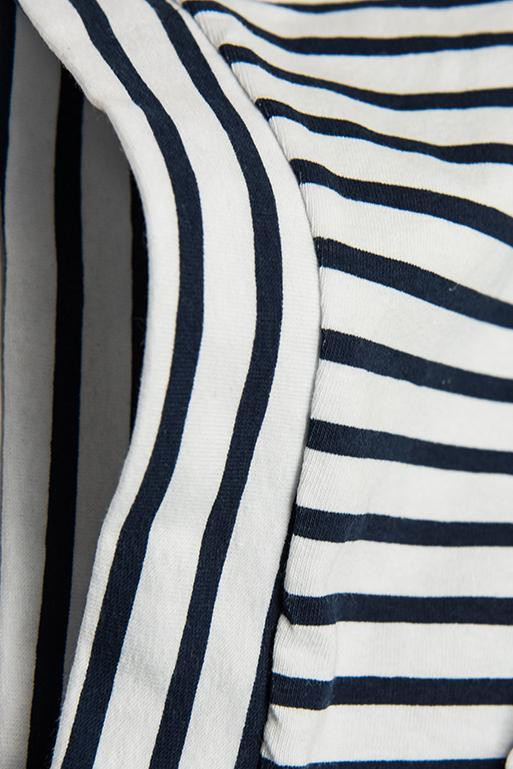 Bielo-modré šaty s pruhmi a nášivkou PLUS SIZE III.