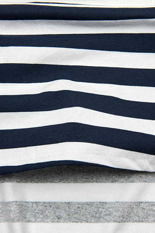 Bielo-modré šaty s pruhmi a nášivkou PLUS SIZE I.