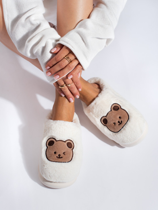 Biele kožušinové papuče TEDDY
