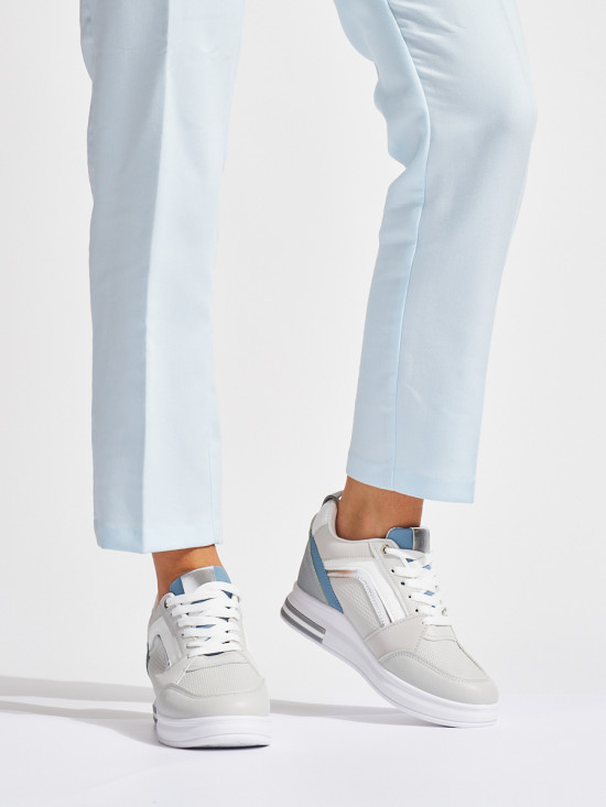 Dámske šedé sneakersy so skrytým podpätkom
