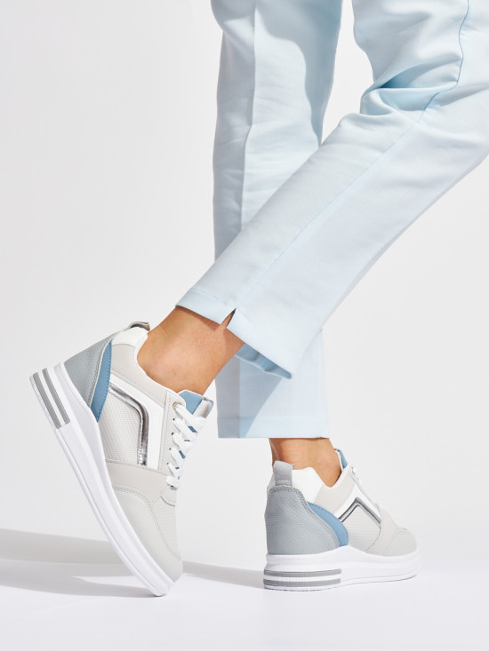 Dámske šedé sneakersy so skrytým podpätkom