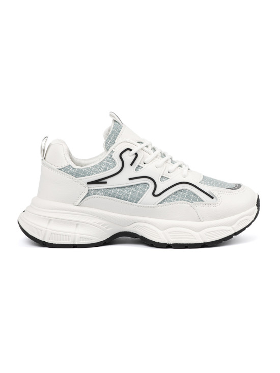 Bielo-zelené sneakersy s ozdobnými prvkami