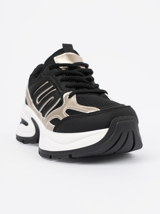 Čierne dámske sneakersy so zlatými detailmi