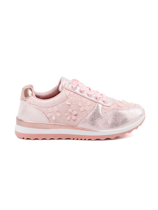 Ružové sneakersy s kvetinovým motívom
