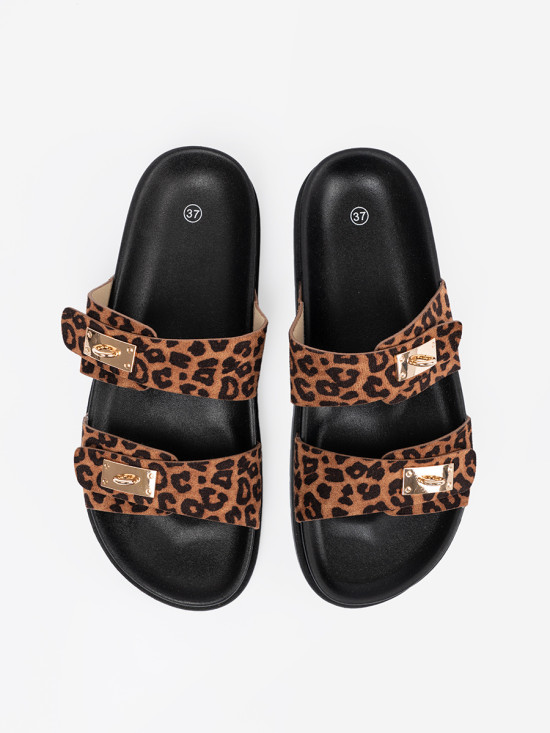 Dámske šľapky s leopardím vzorom