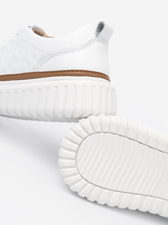 Biele kožené sneakersy na platforme Sergio Leone