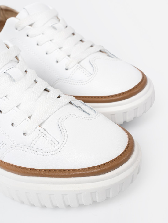 Biele kožené sneakersy na platforme Sergio Leone