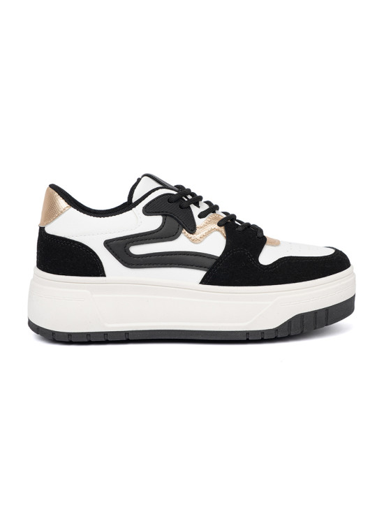 Čierno-biele sneakersy so zlatými detailmi